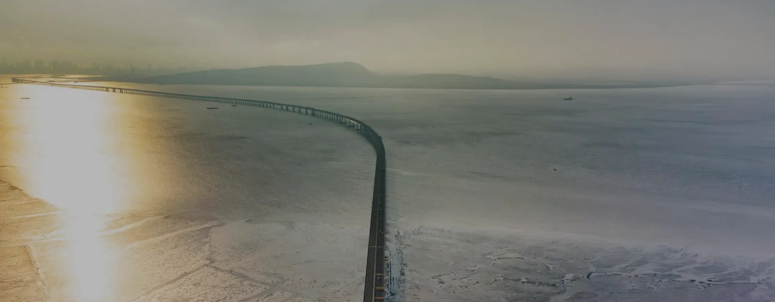 Coastal sea bridge at dusk