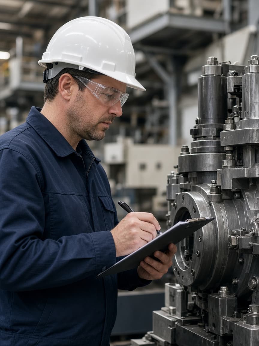 Engineer inspecting machinery