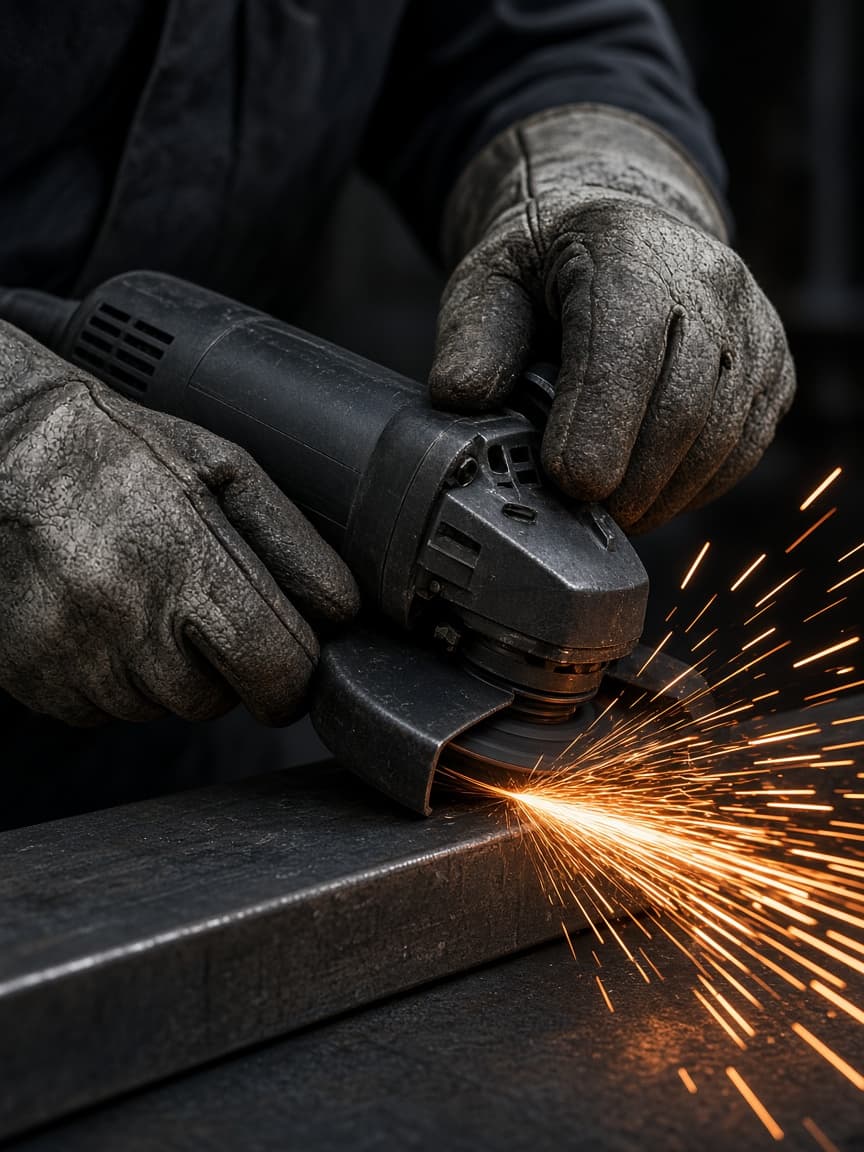 Grinding a steel section